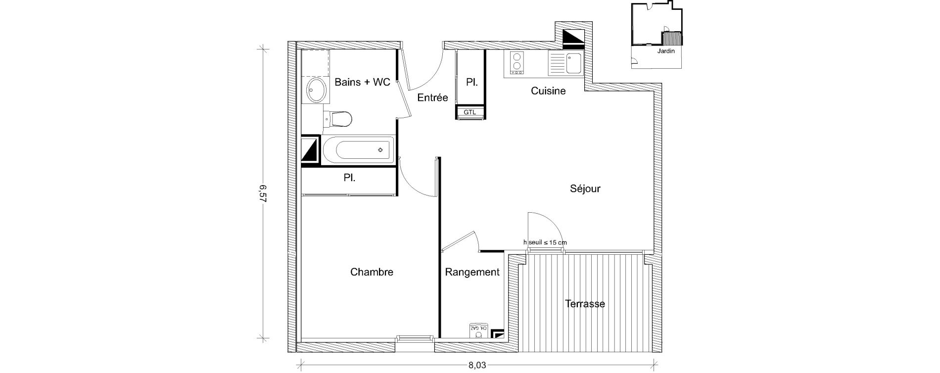 Appartement T2 de 43,00 m2 &agrave; Castanet-Tolosan Centre