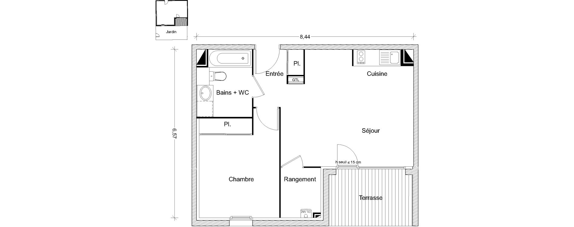 Appartement T2 de 46,05 m2 &agrave; Castanet-Tolosan Centre