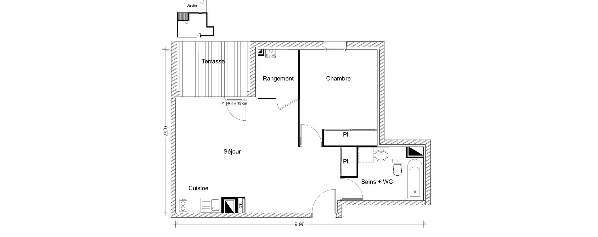 Appartement T2 de 48,63 m2 &agrave; Castanet-Tolosan Centre