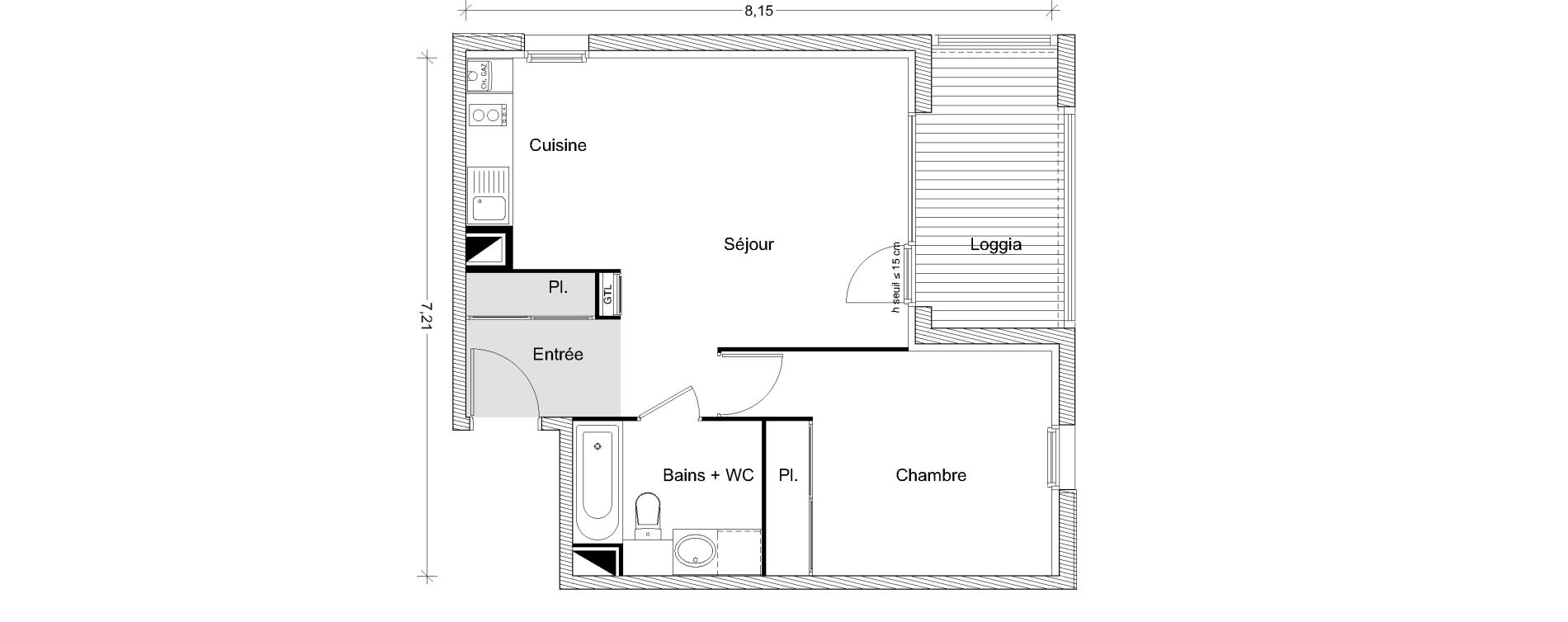 Appartement T2 de 45,64 m2 &agrave; Castanet-Tolosan Centre