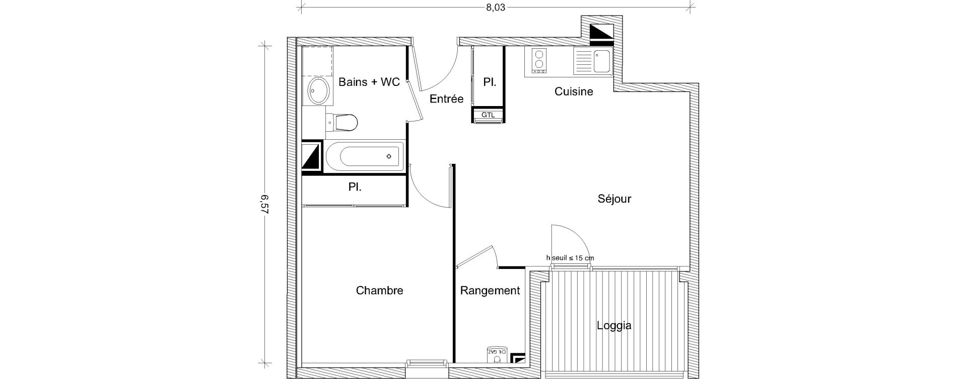 Appartement T2 de 43,00 m2 &agrave; Castanet-Tolosan Centre