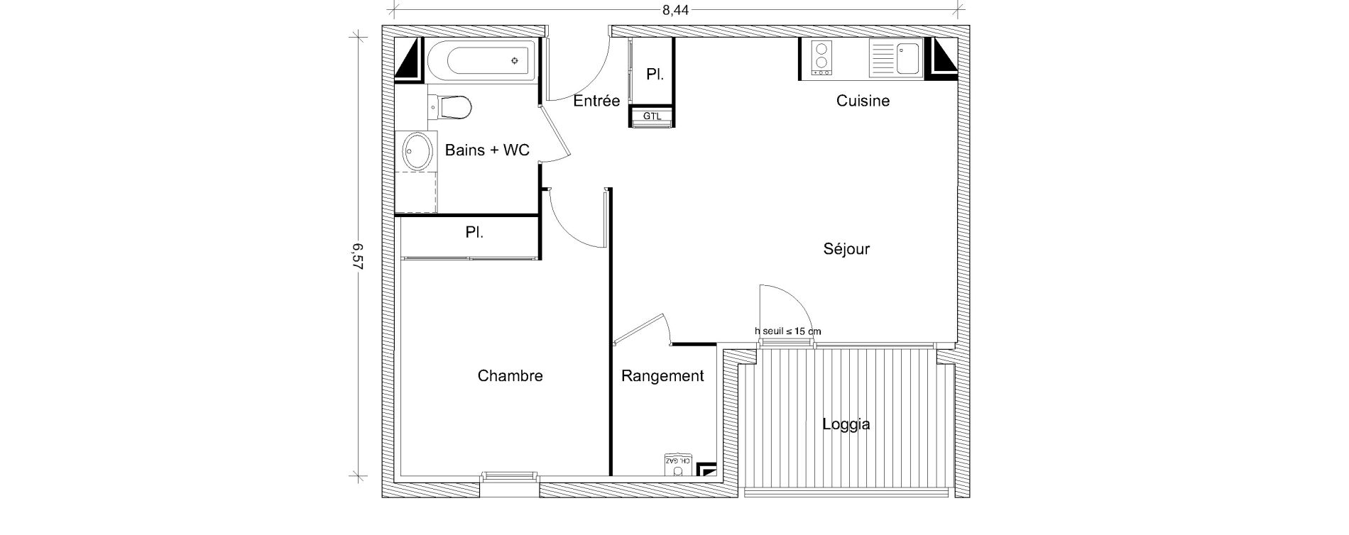 Appartement T2 de 46,05 m2 &agrave; Castanet-Tolosan Centre