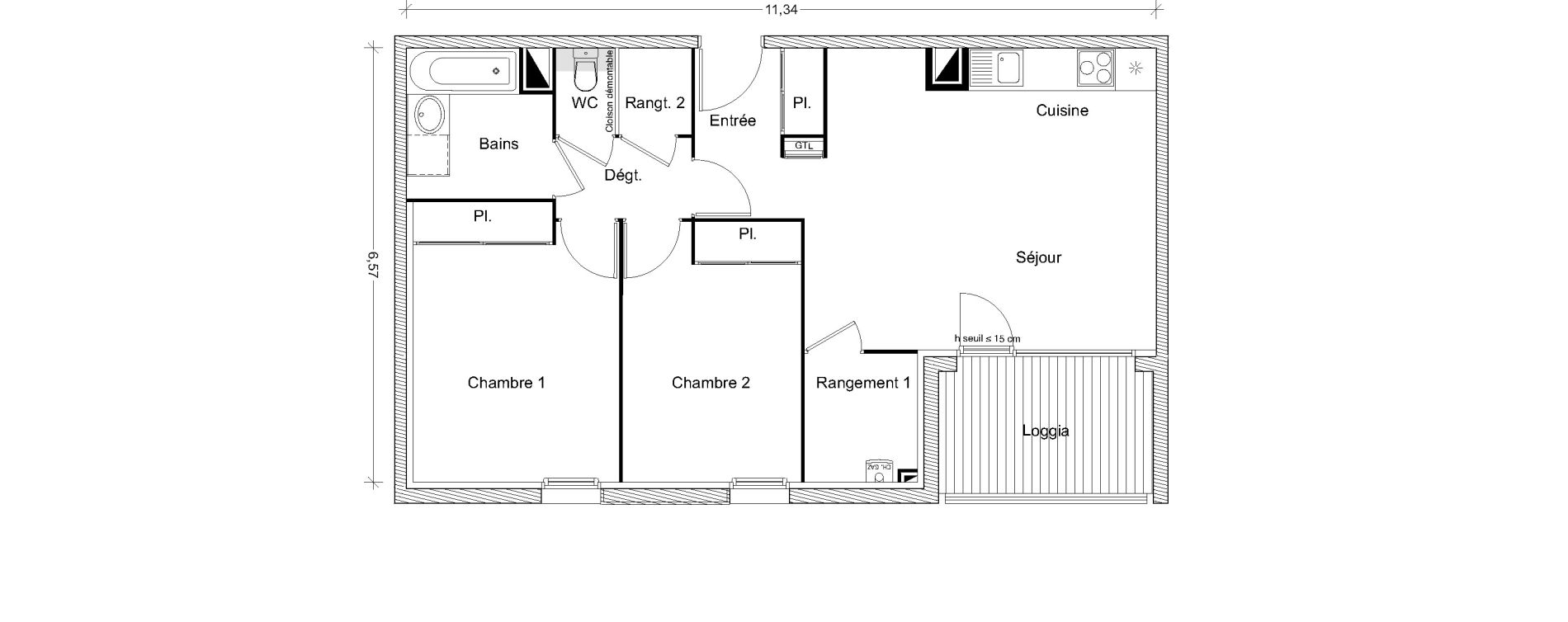 Appartement T3 de 64,22 m2 &agrave; Castanet-Tolosan Centre