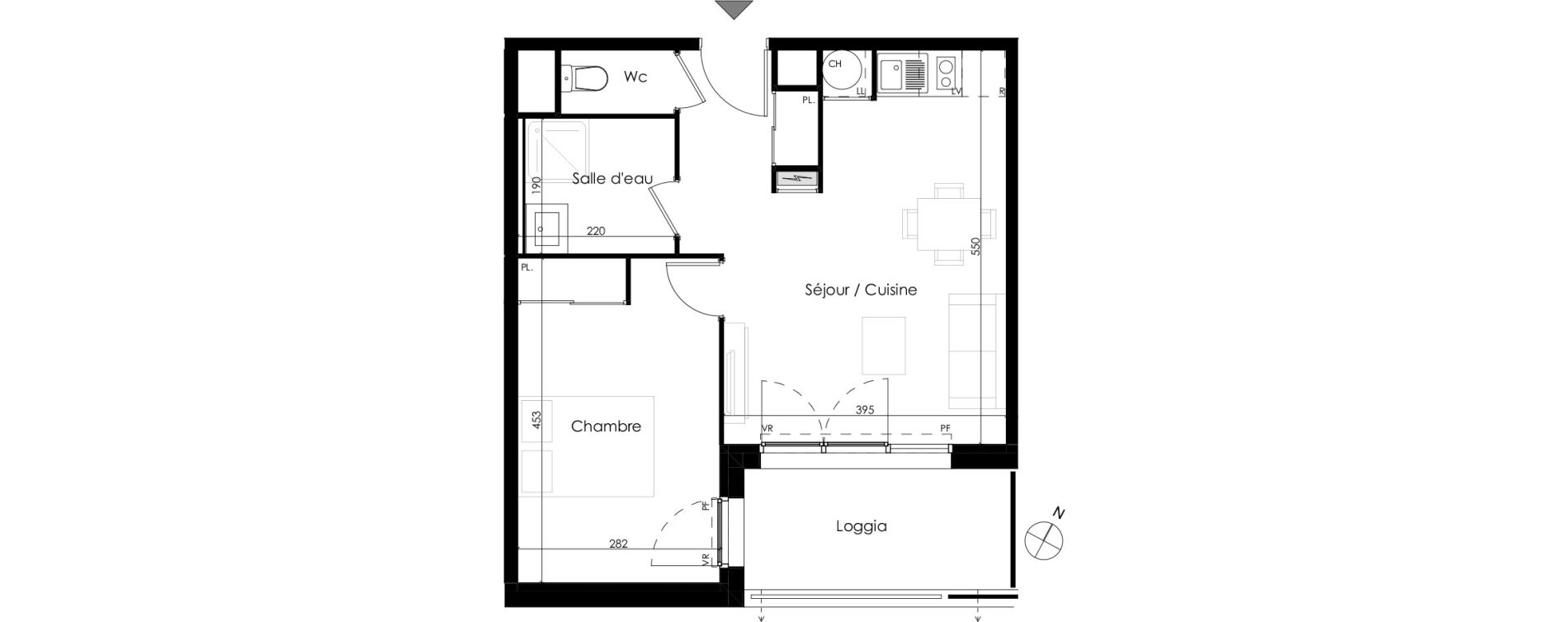 Appartement T2 de 40,90 m2 &agrave; Castelginest Centre