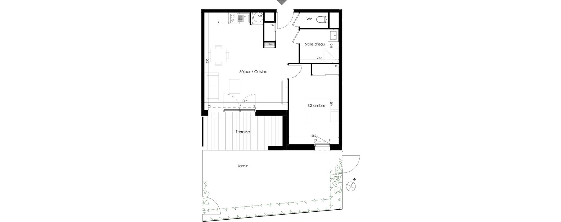 Appartement T2 de 45,20 m2 &agrave; Castelginest Centre