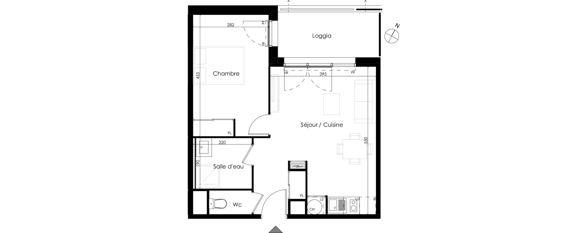 Appartement T2 de 40,90 m2 &agrave; Castelginest Centre