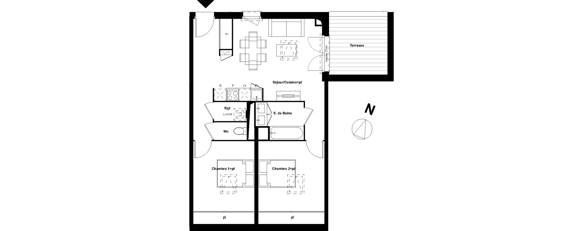 Appartement T3 de 65,37 m2 &agrave; Castelginest Centre