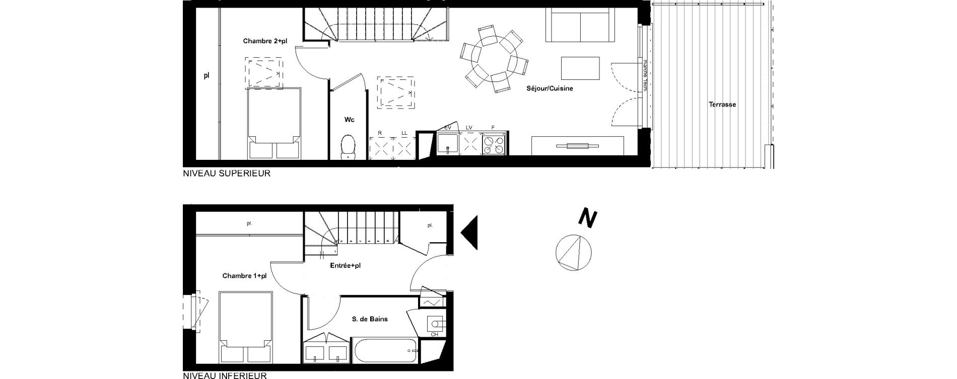 Duplex T3 de 64,10 m2 &agrave; Castelginest Centre