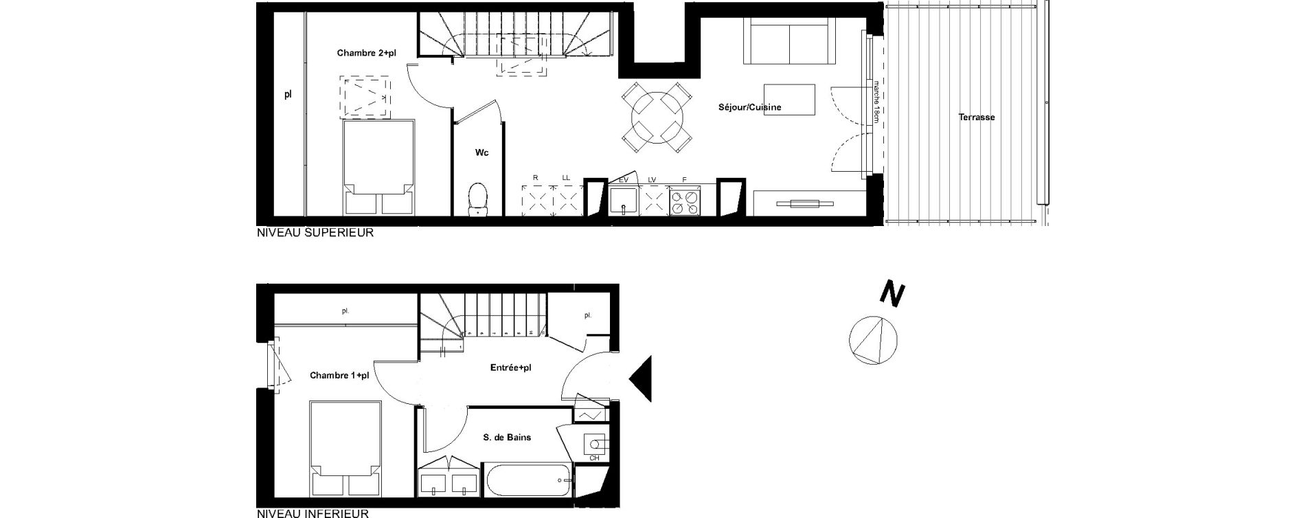 Duplex T3 de 61,92 m2 &agrave; Castelginest Centre