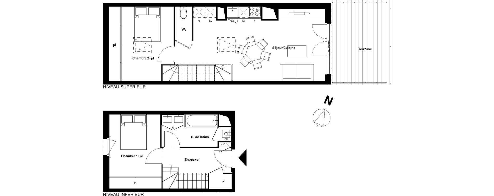 Duplex T3 de 63,74 m2 &agrave; Castelginest Centre
