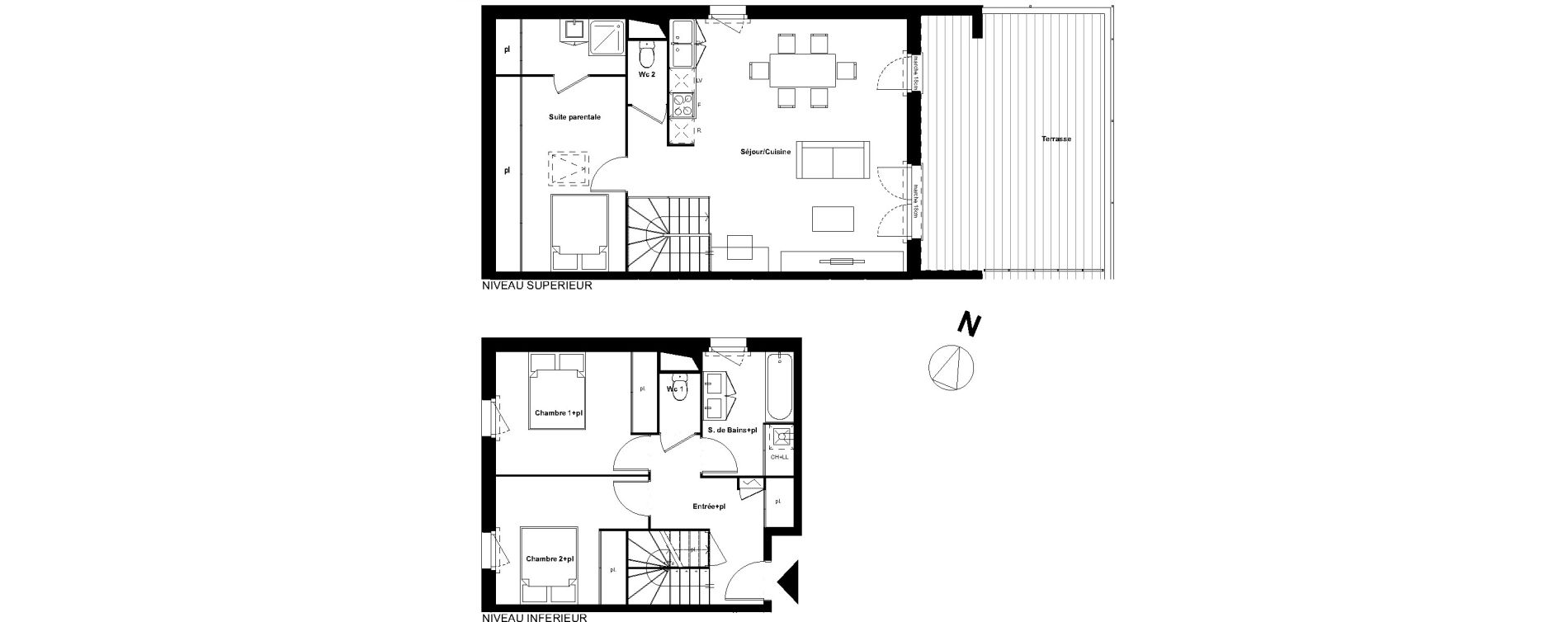 Duplex T4 de 96,53 m2 &agrave; Castelginest Centre