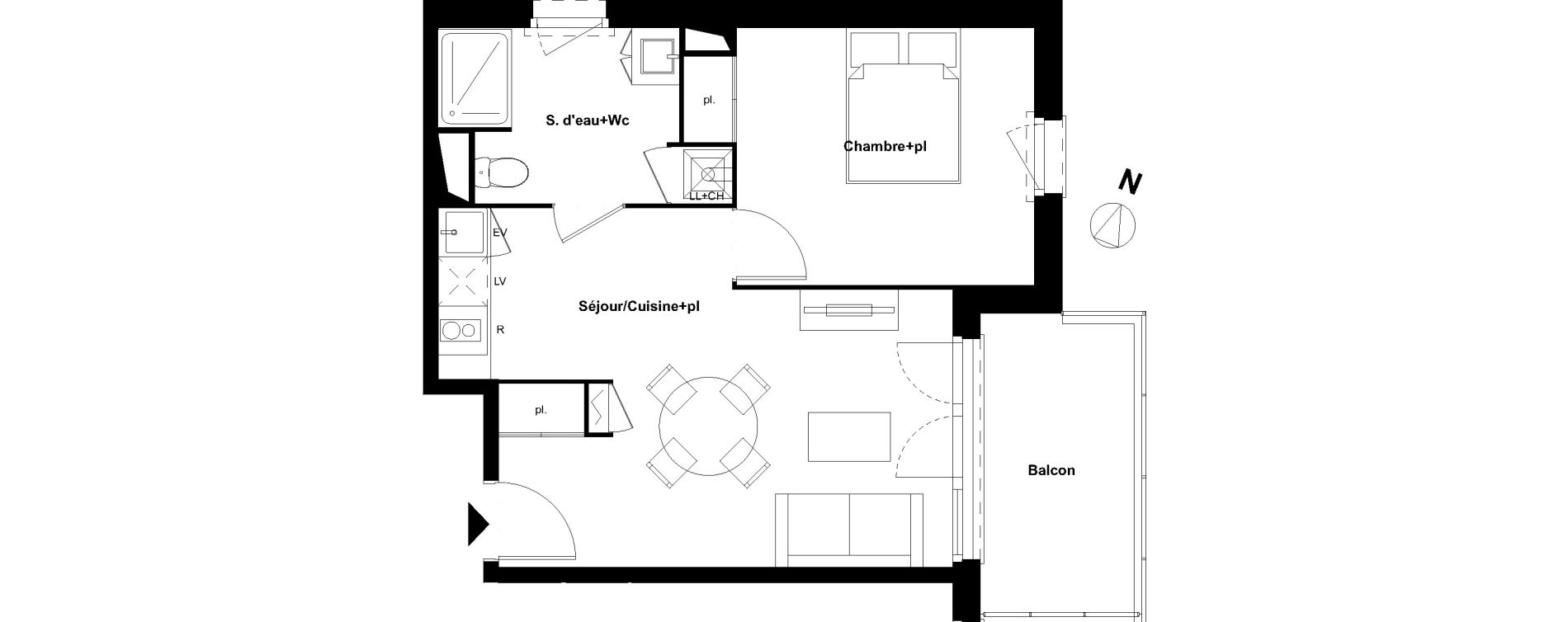 Appartement T2 de 41,50 m2 &agrave; Castelginest Centre