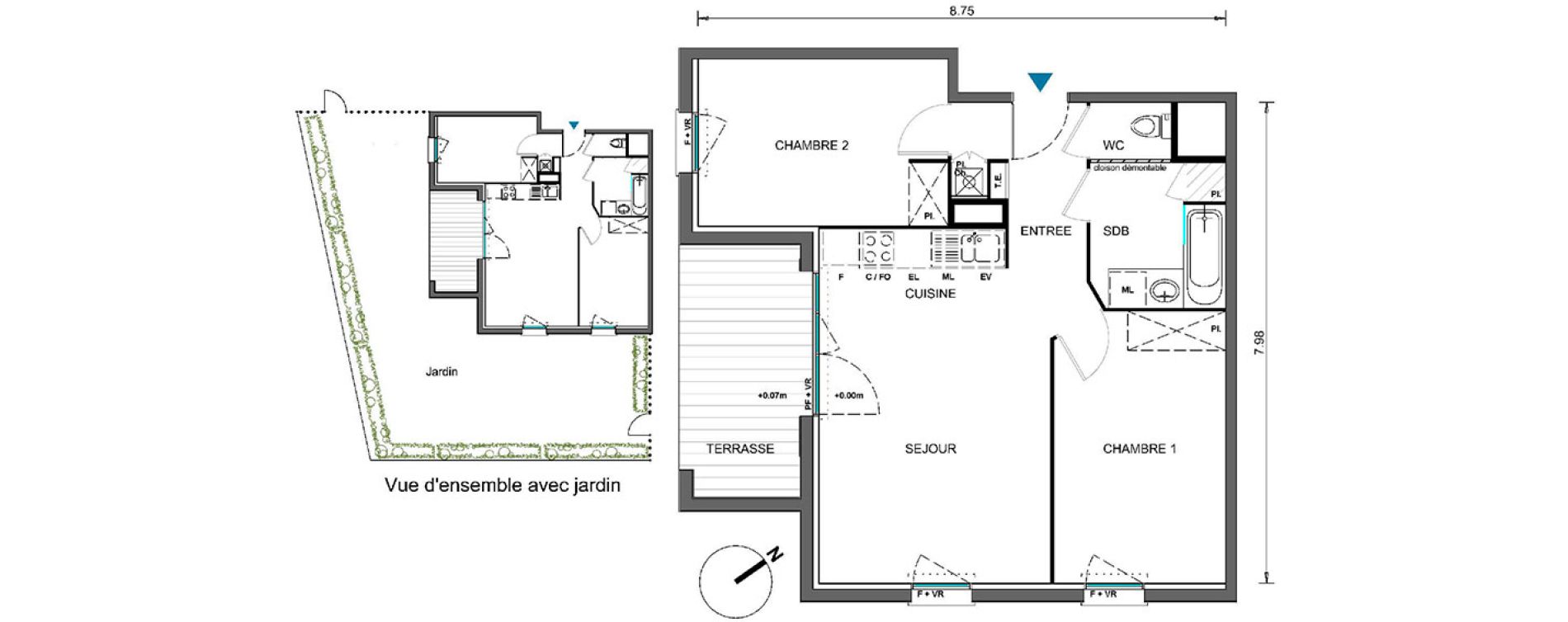 Appartement T3 de 58,36 m2 &agrave; Castelginest Centre