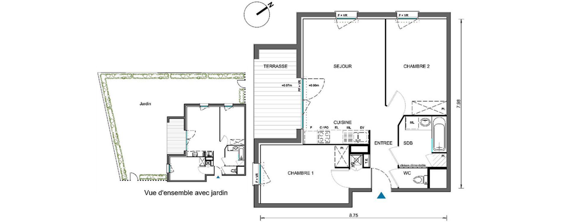 Appartement T3 de 58,36 m2 &agrave; Castelginest Centre