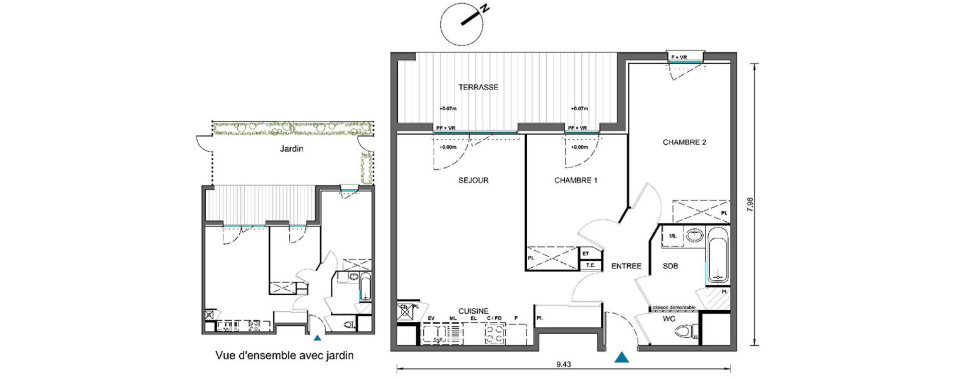 Appartement T3 de 58,53 m2 &agrave; Castelginest Centre