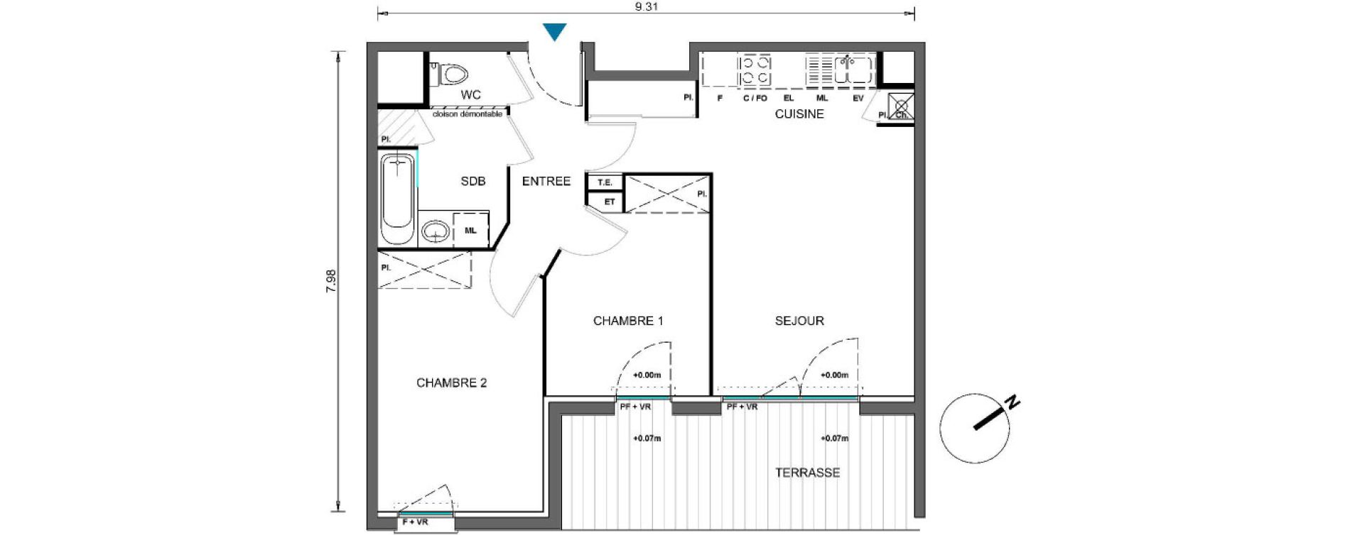 Appartement T3 de 57,81 m2 &agrave; Castelginest Centre