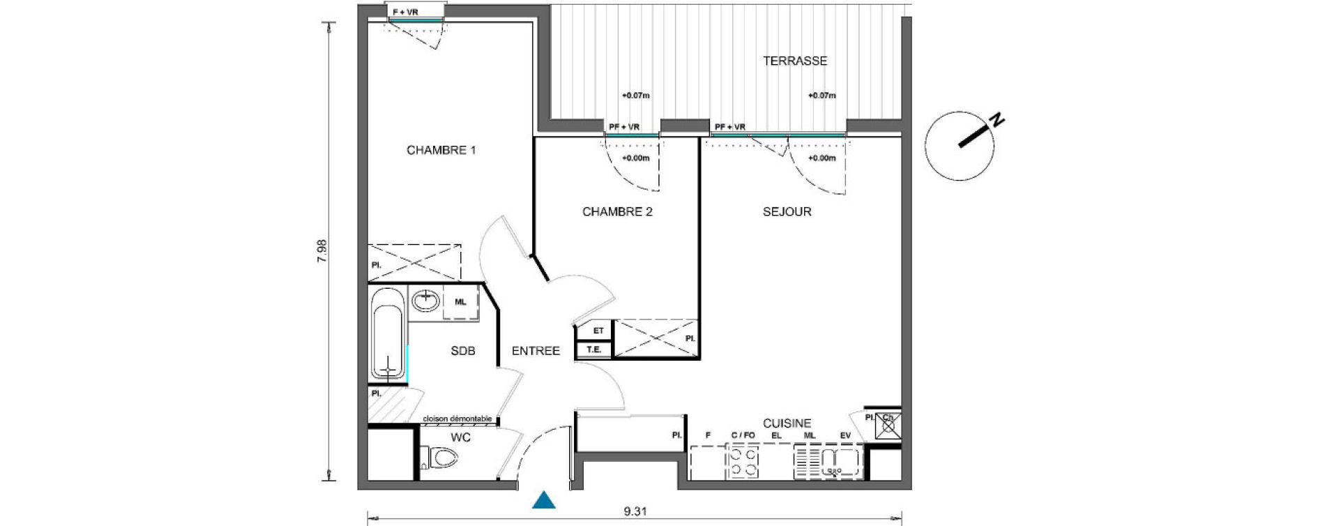 Appartement T3 de 57,81 m2 &agrave; Castelginest Centre