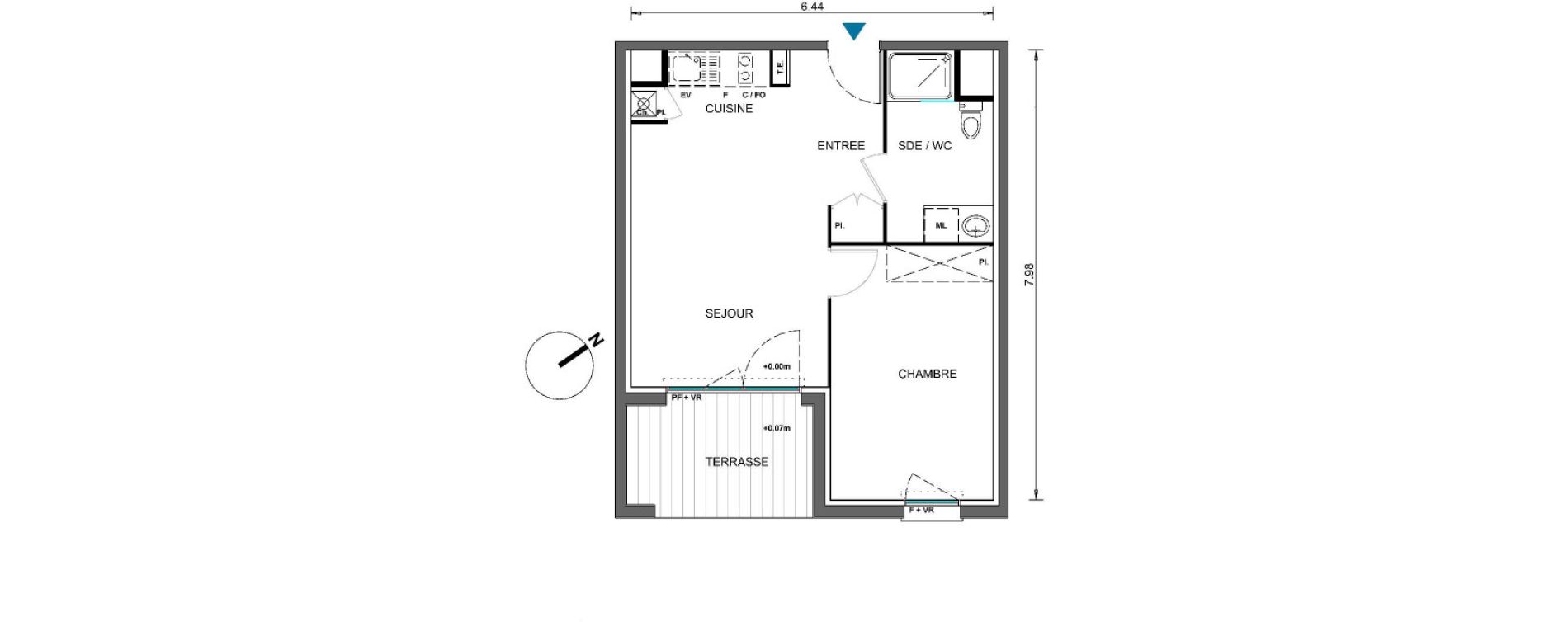 Appartement T2 de 45,86 m2 &agrave; Castelginest Centre