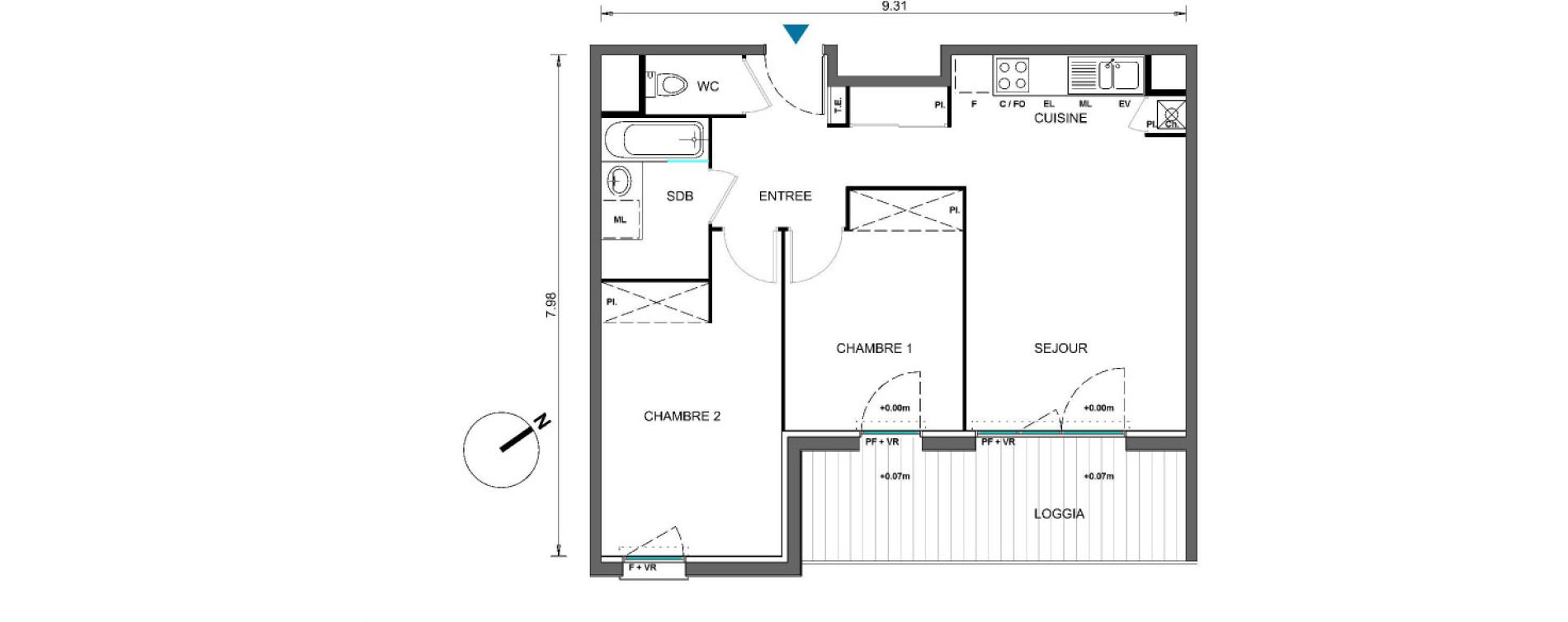 Appartement T3 de 58,08 m2 &agrave; Castelginest Centre