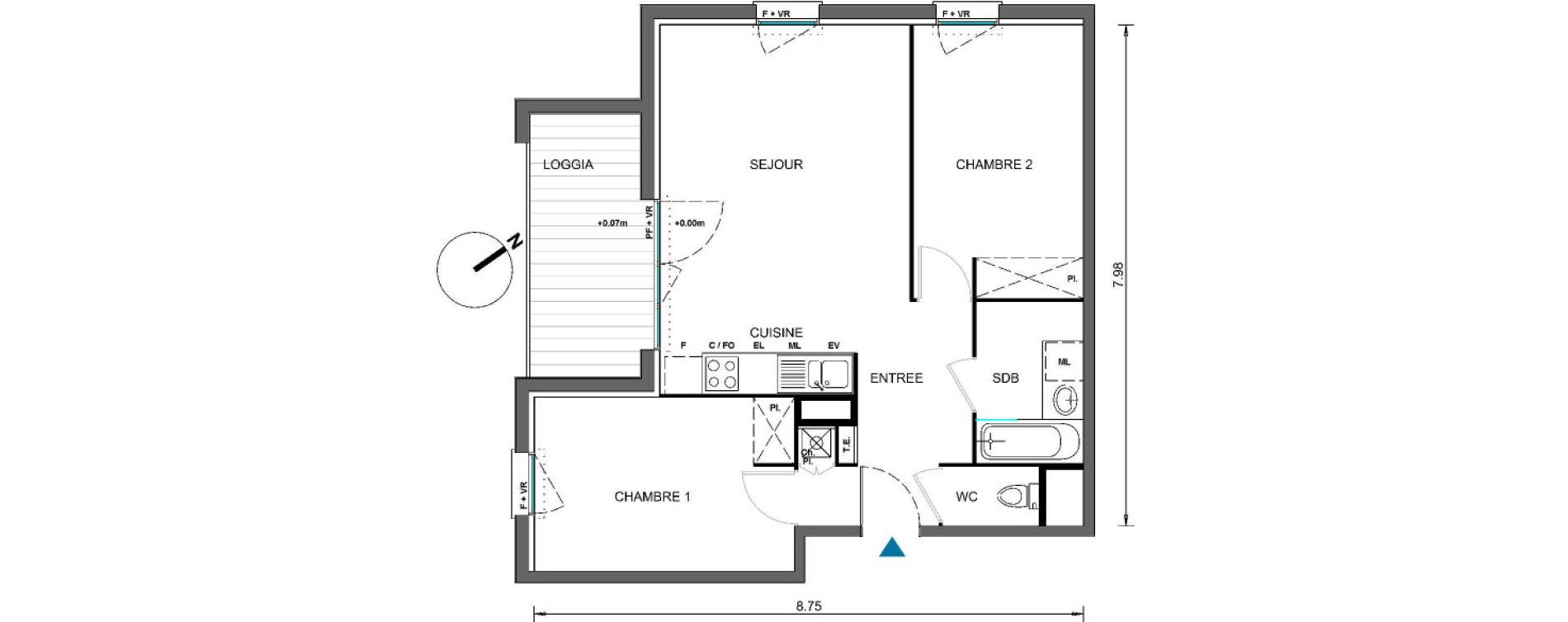Appartement T3 de 58,58 m2 &agrave; Castelginest Centre