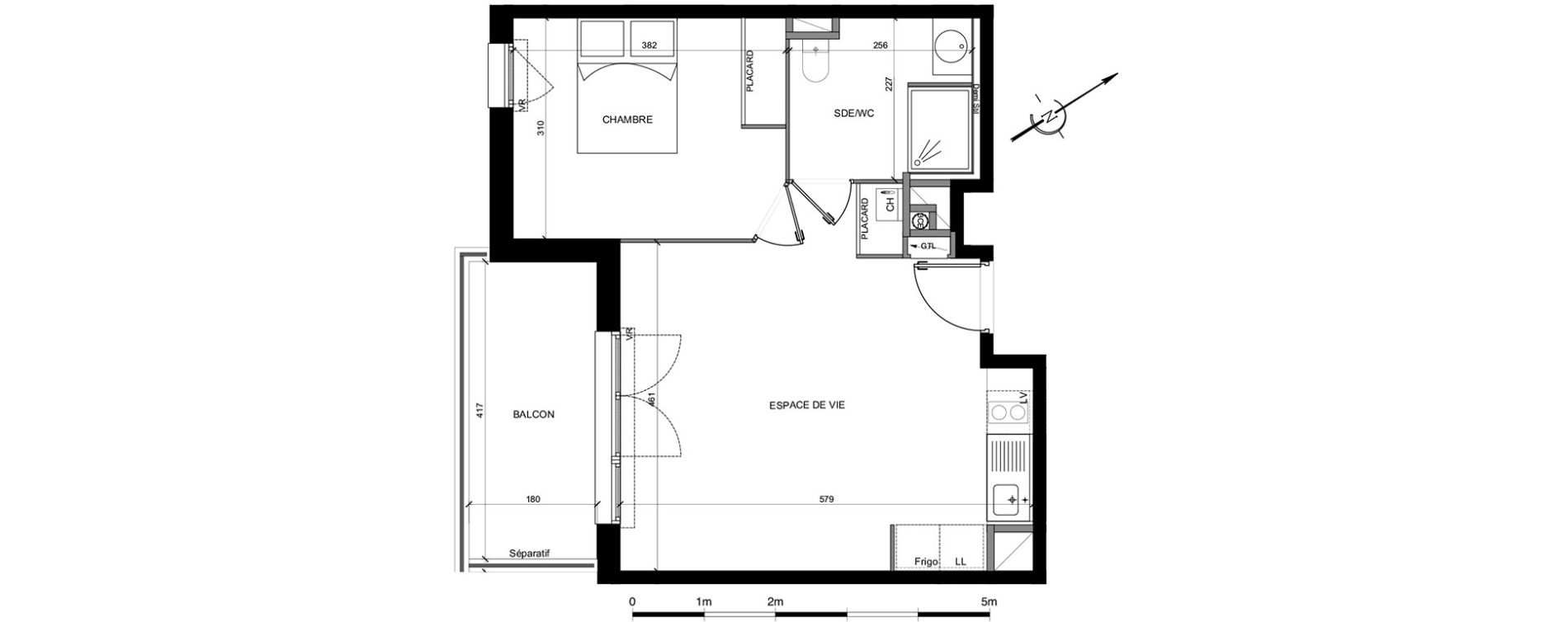 Appartement T2 de 43,25 m2 &agrave; Castelginest Centre