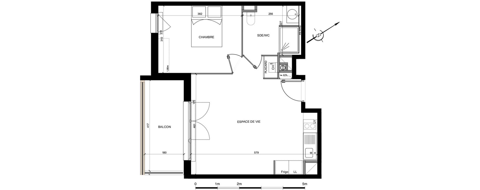 Appartement T2 de 42,50 m2 &agrave; Castelginest Centre