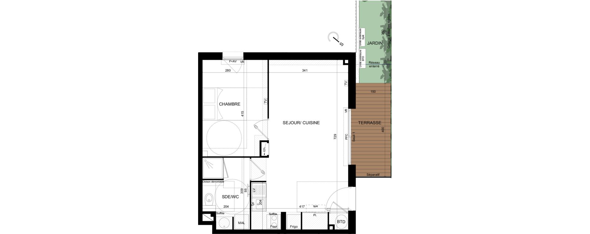 Appartement T2 de 43,95 m2 &agrave; Castelginest Centre