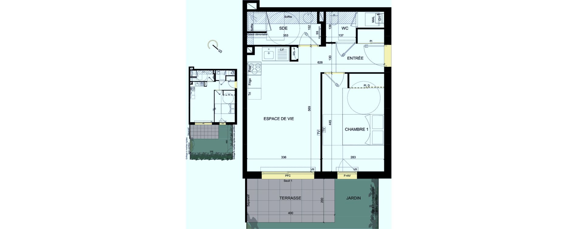 Appartement T2 de 43,60 m2 &agrave; Castelginest Centre