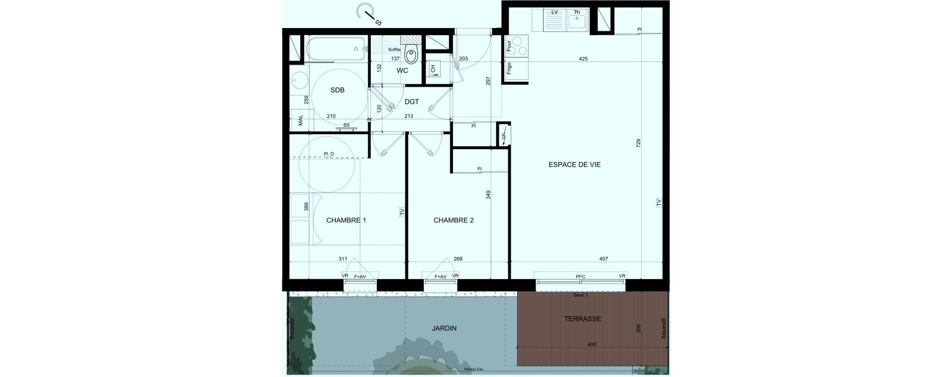 Appartement T3 de 65,40 m2 &agrave; Castelginest Centre