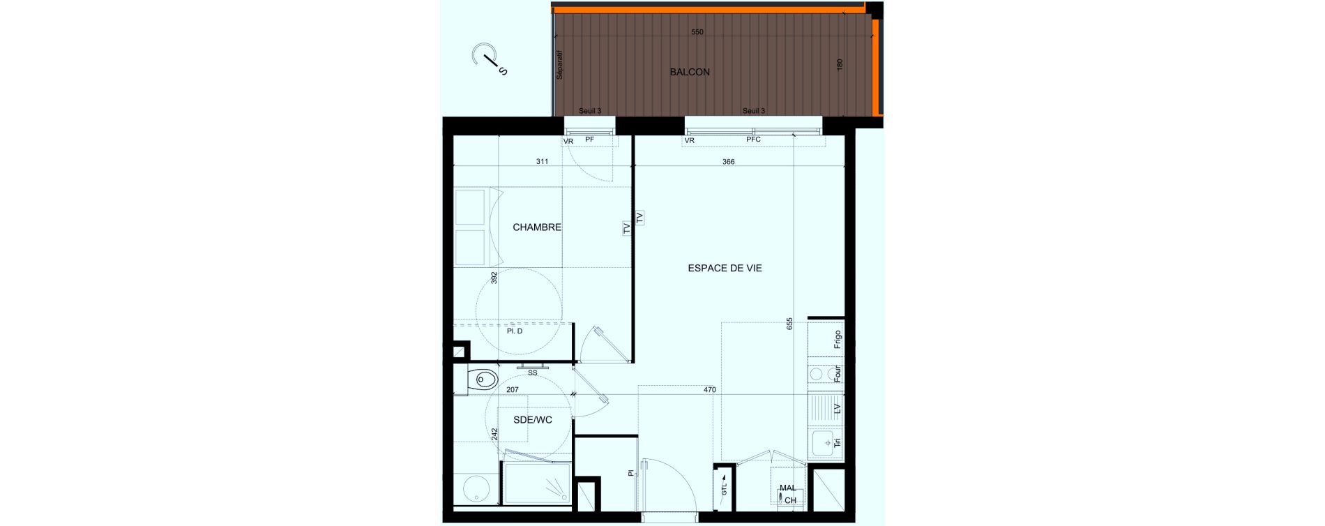 Appartement T2 de 42,50 m2 &agrave; Castelginest Centre