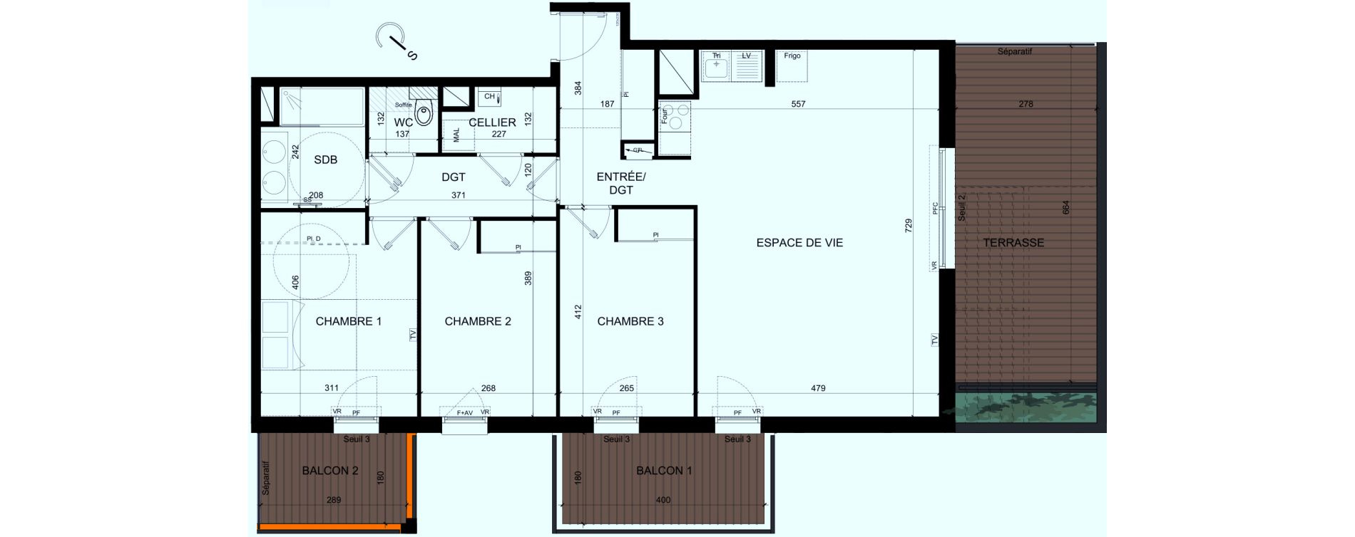 Appartement T4 de 90,15 m2 &agrave; Castelginest Centre