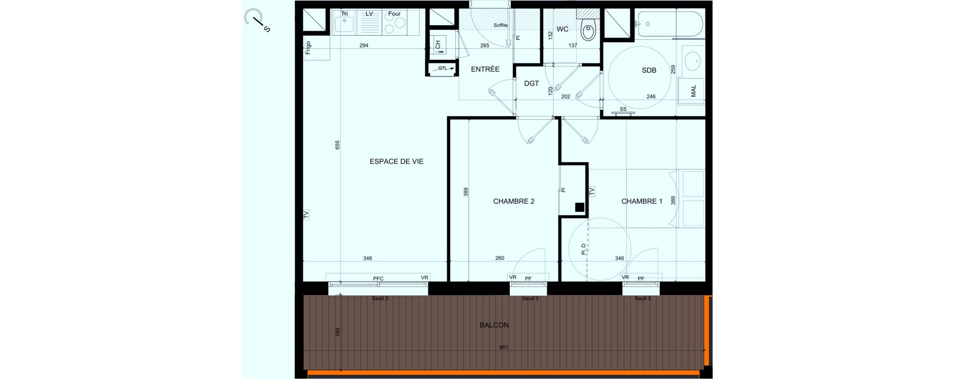 Appartement T3 de 59,80 m2 &agrave; Castelginest Centre