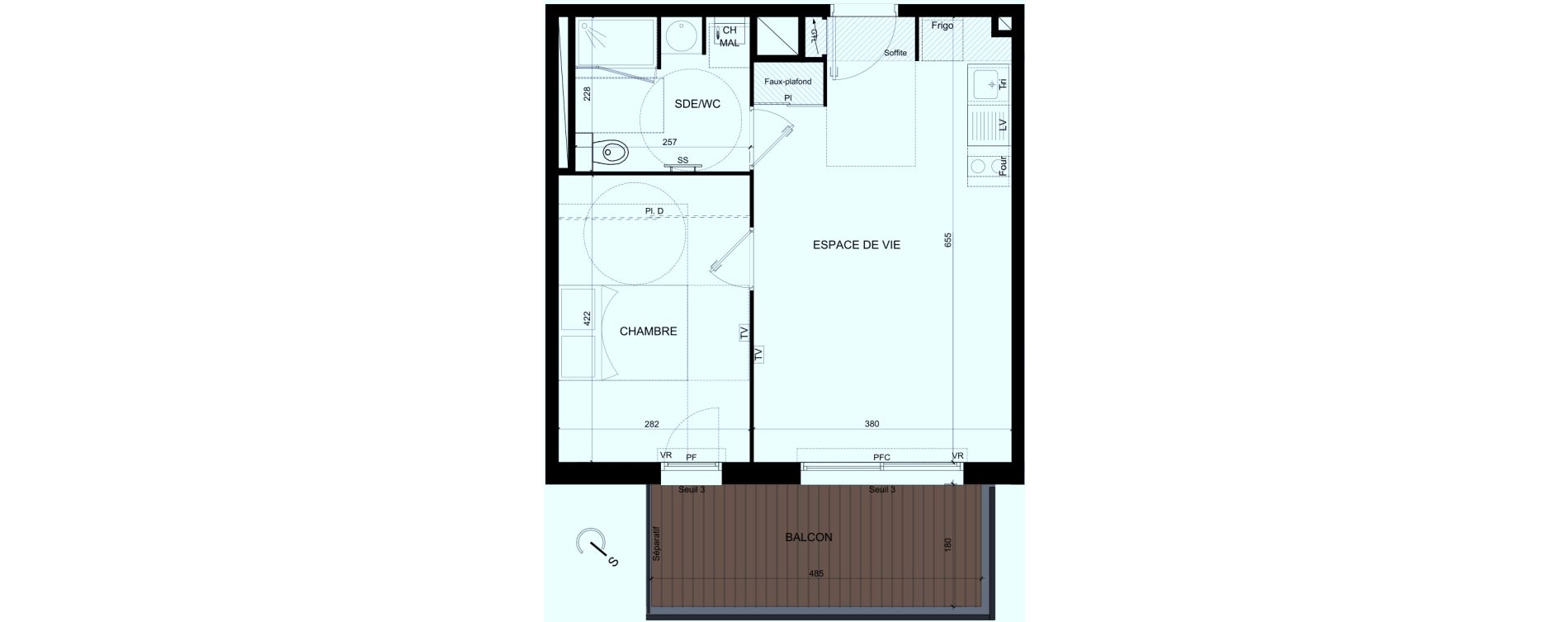Appartement T2 de 41,70 m2 &agrave; Castelginest Centre