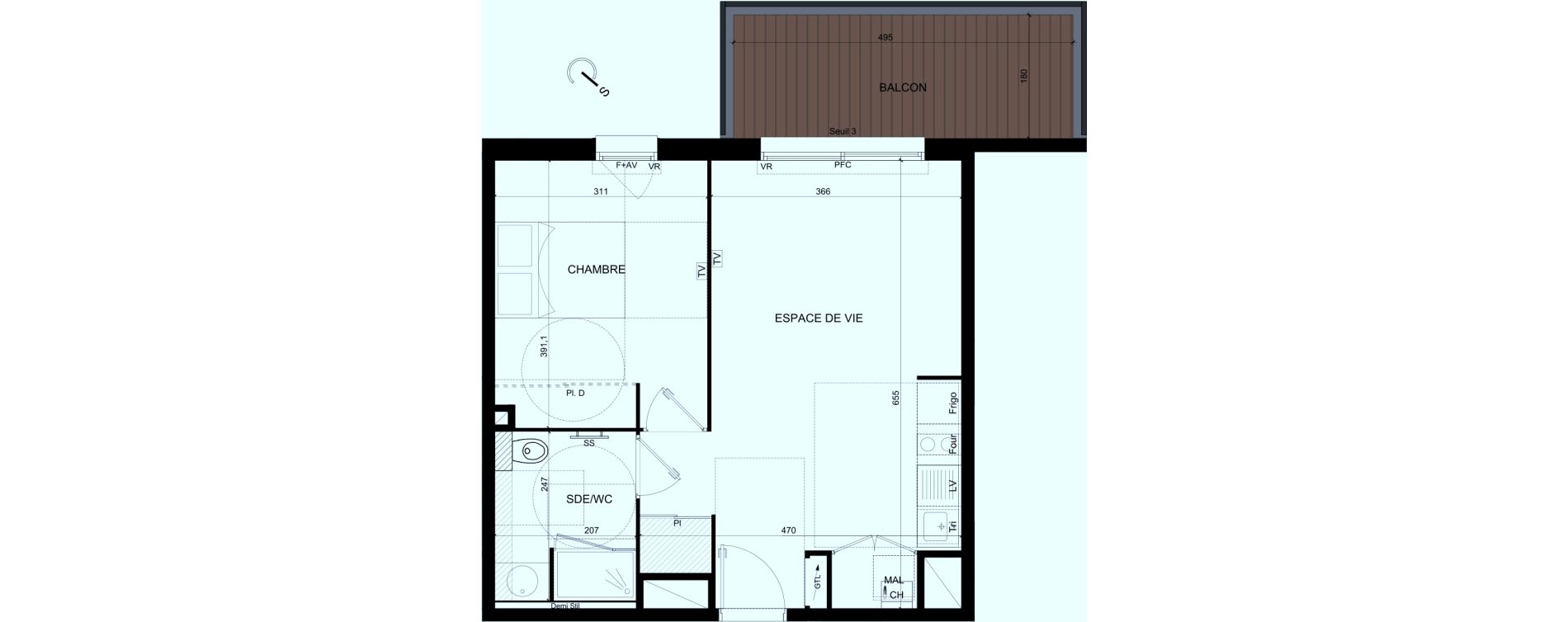 Appartement T2 de 42,25 m2 &agrave; Castelginest Centre