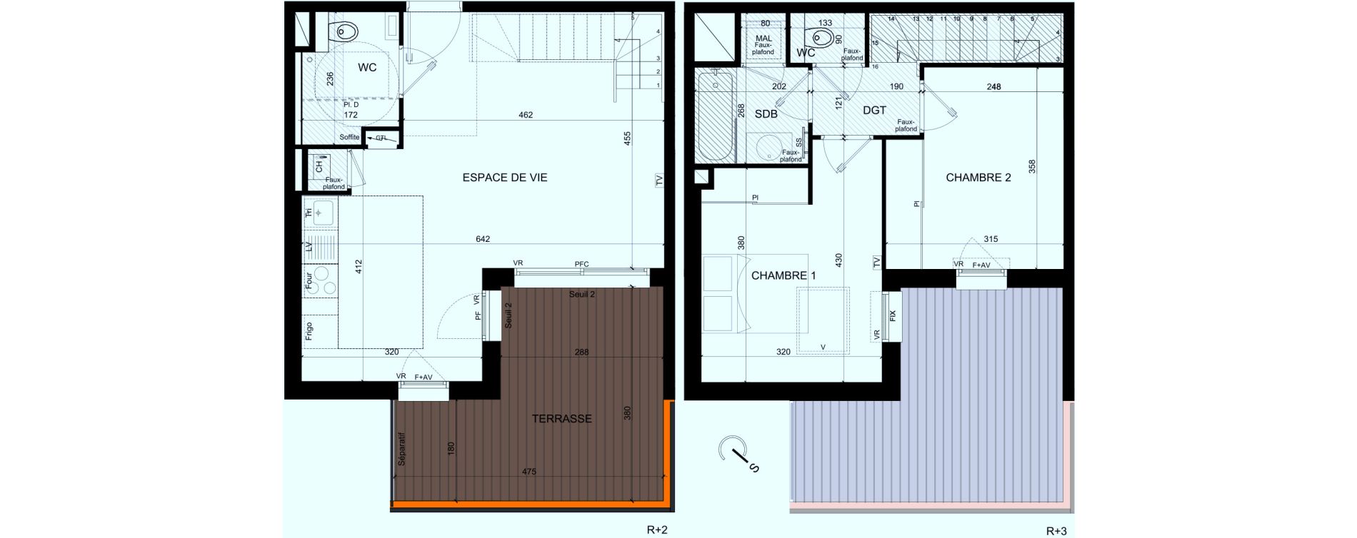 Duplex T3 de 65,98 m2 &agrave; Castelginest Centre