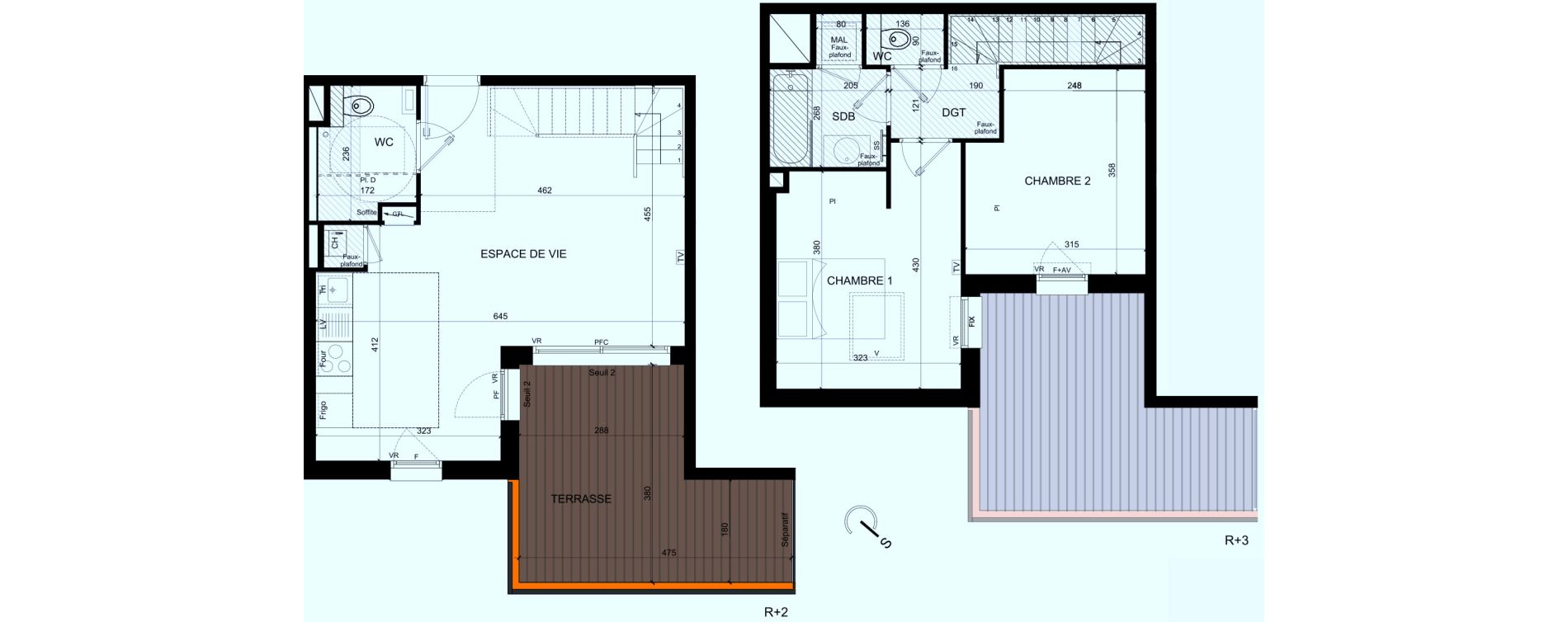 Duplex T3 de 63,30 m2 &agrave; Castelginest Centre