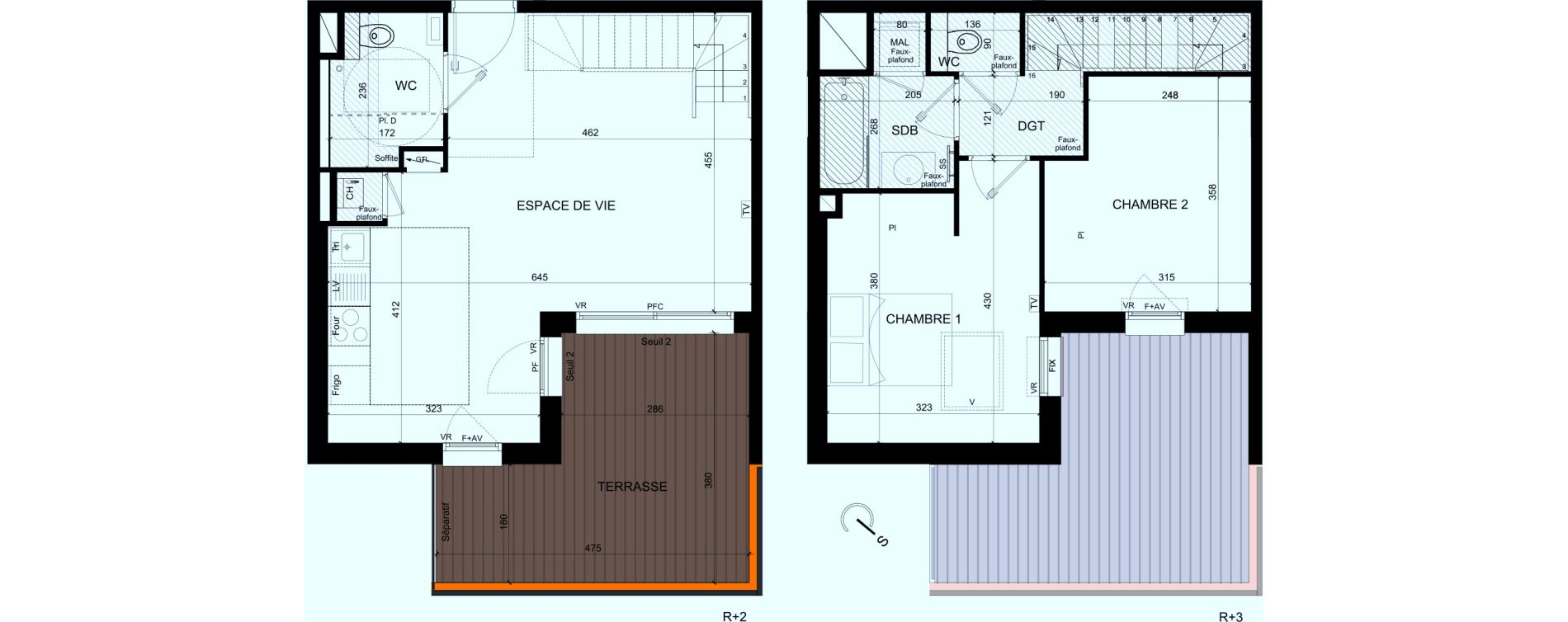 Duplex T3 de 63,30 m2 &agrave; Castelginest Centre