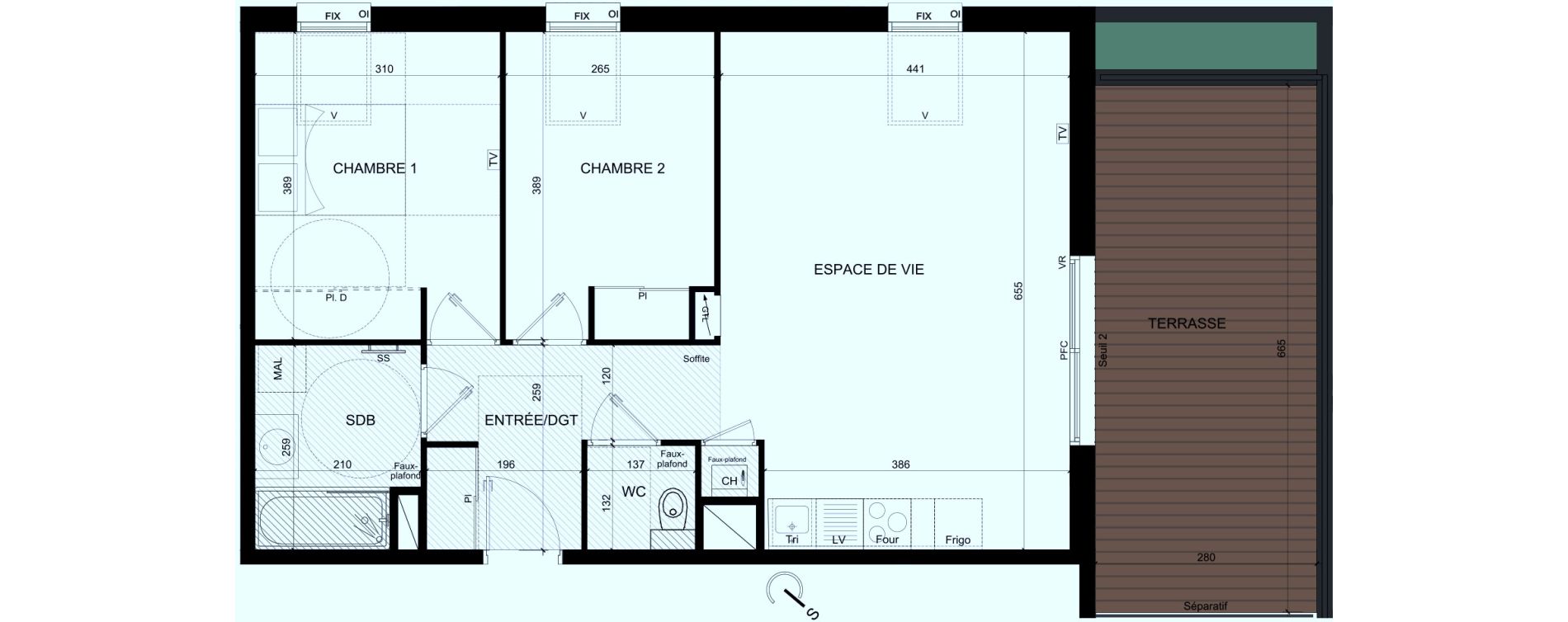 Appartement T3 de 65,95 m2 &agrave; Castelginest Centre
