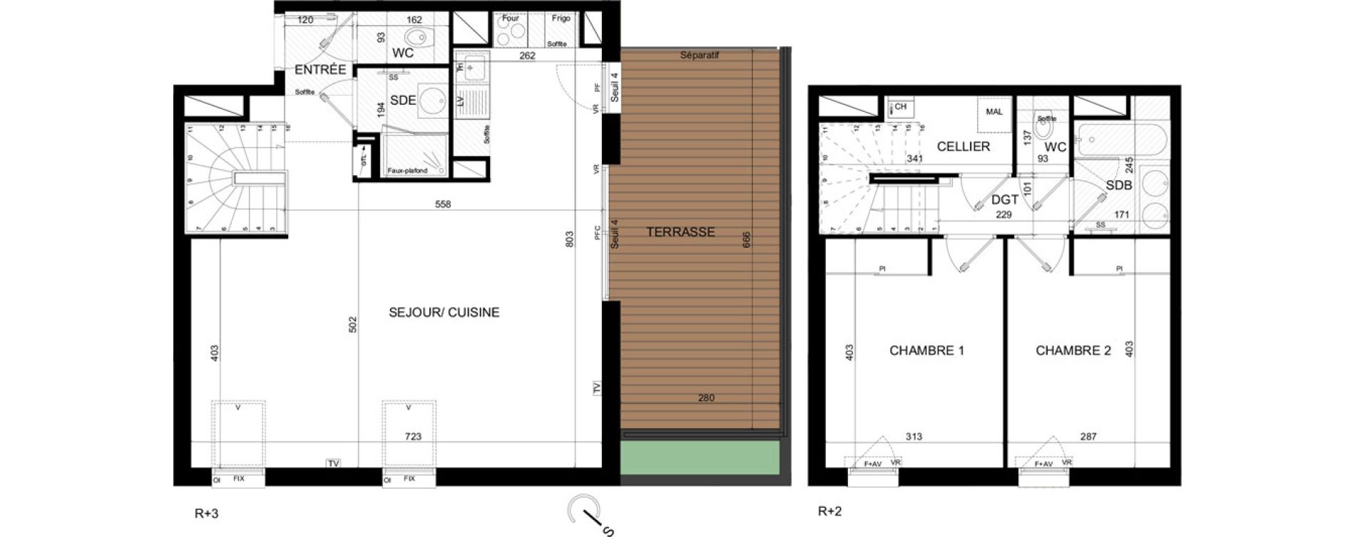 Duplex T3 de 84,55 m2 &agrave; Castelginest Centre
