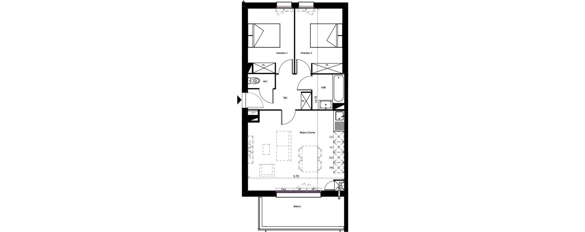 Appartement T3 de 60,00 m2 &agrave; Castelginest Centre