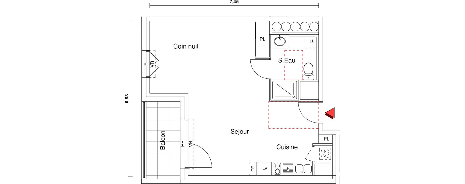 Appartement T1 de 42,00 m2 &agrave; Castelginest Centre