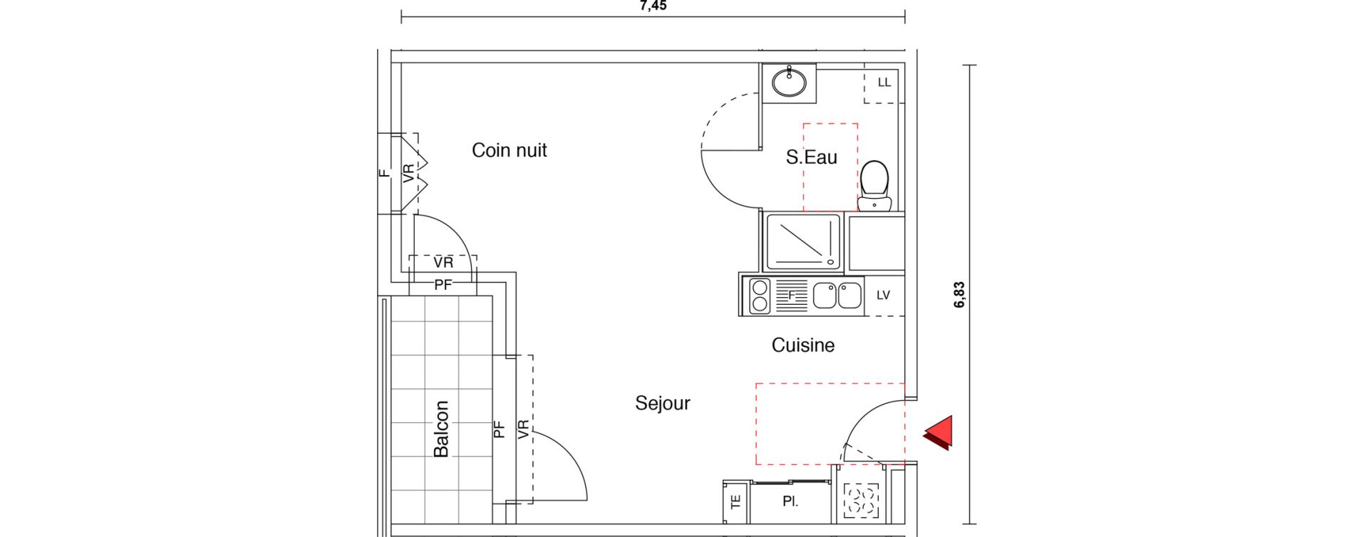 Appartement T1 de 42,00 m2 &agrave; Castelginest Centre