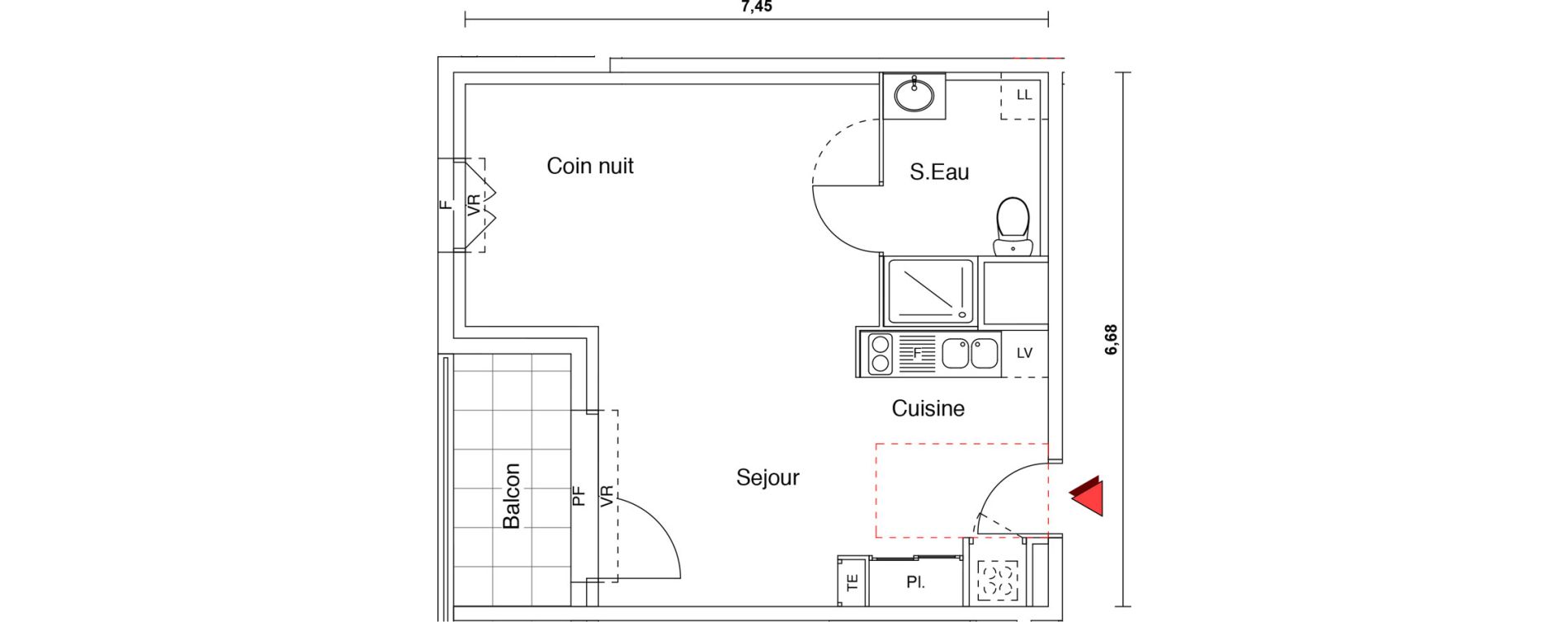 Appartement T1 de 41,00 m2 &agrave; Castelginest Centre