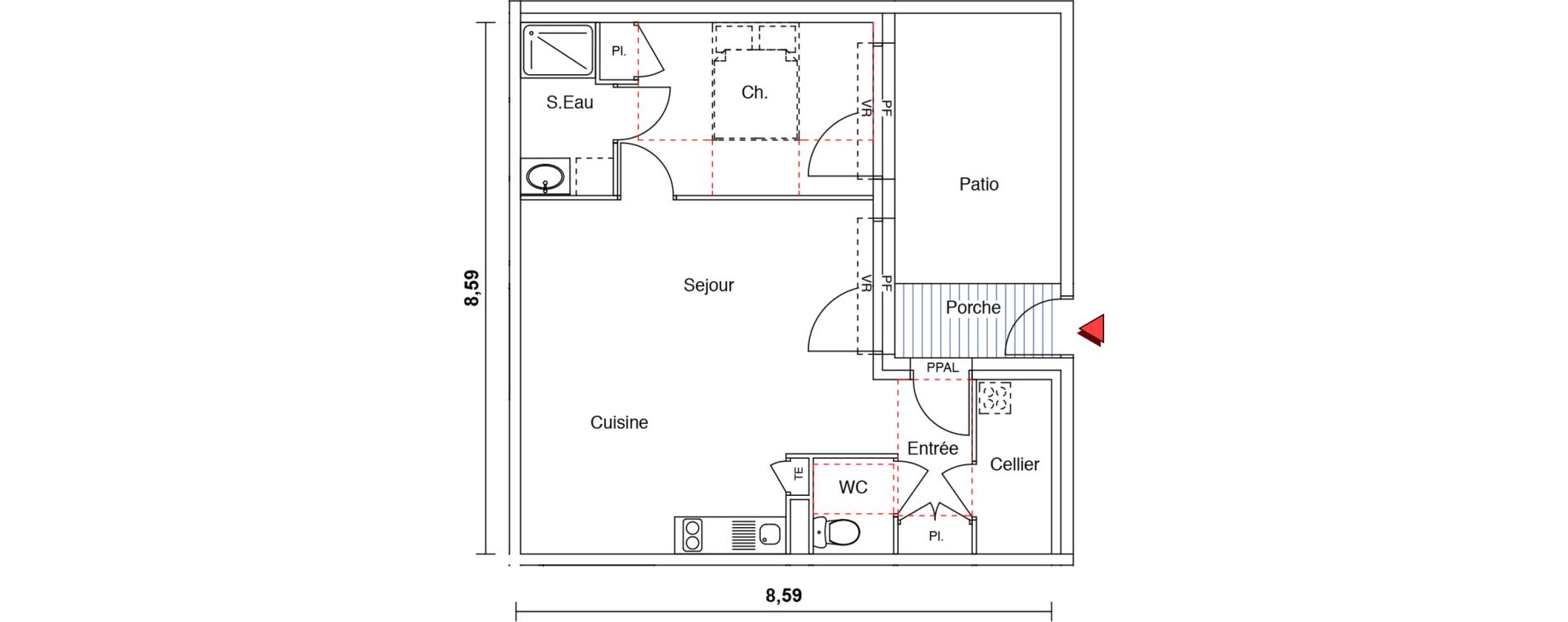 Appartement T2 de 55,40 m2 &agrave; Castelginest Centre