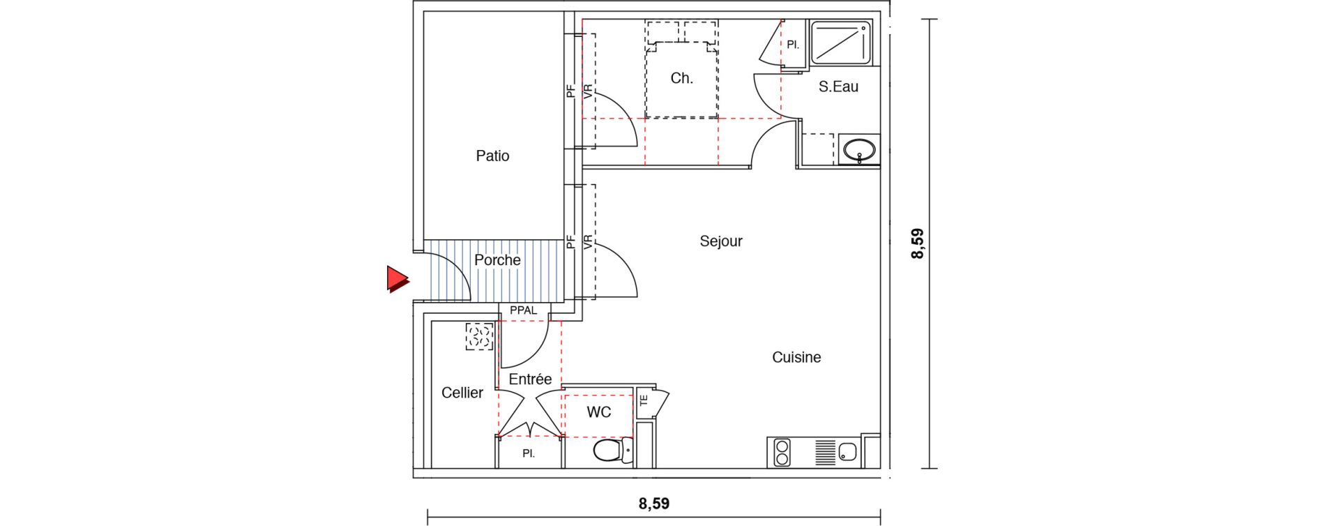 Appartement T2 de 55,02 m2 &agrave; Castelginest Centre