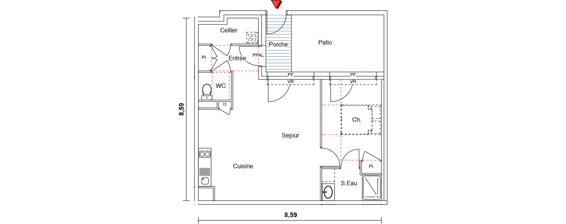Appartement T2 de 54,47 m2 &agrave; Castelginest Centre