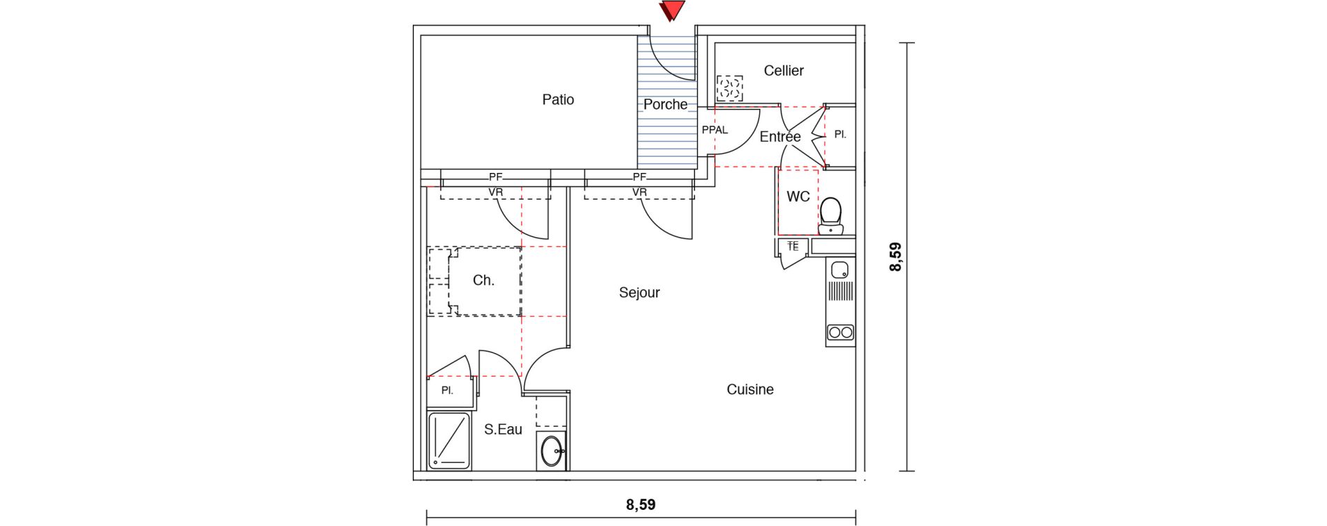 Appartement T2 de 55,40 m2 &agrave; Castelginest Centre
