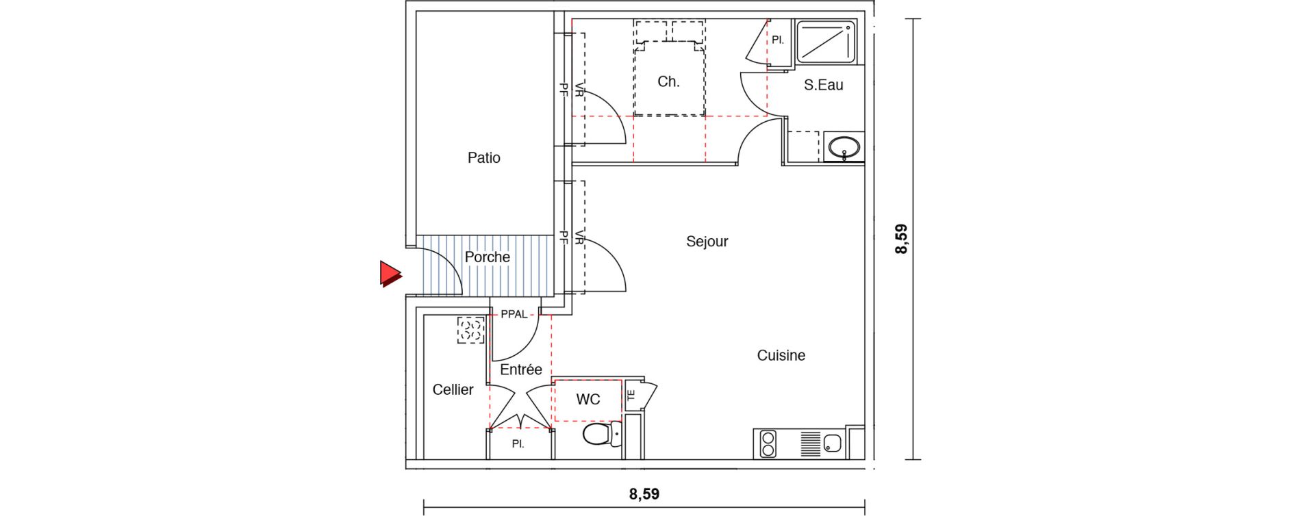 Appartement T2 de 55,08 m2 &agrave; Castelginest Centre