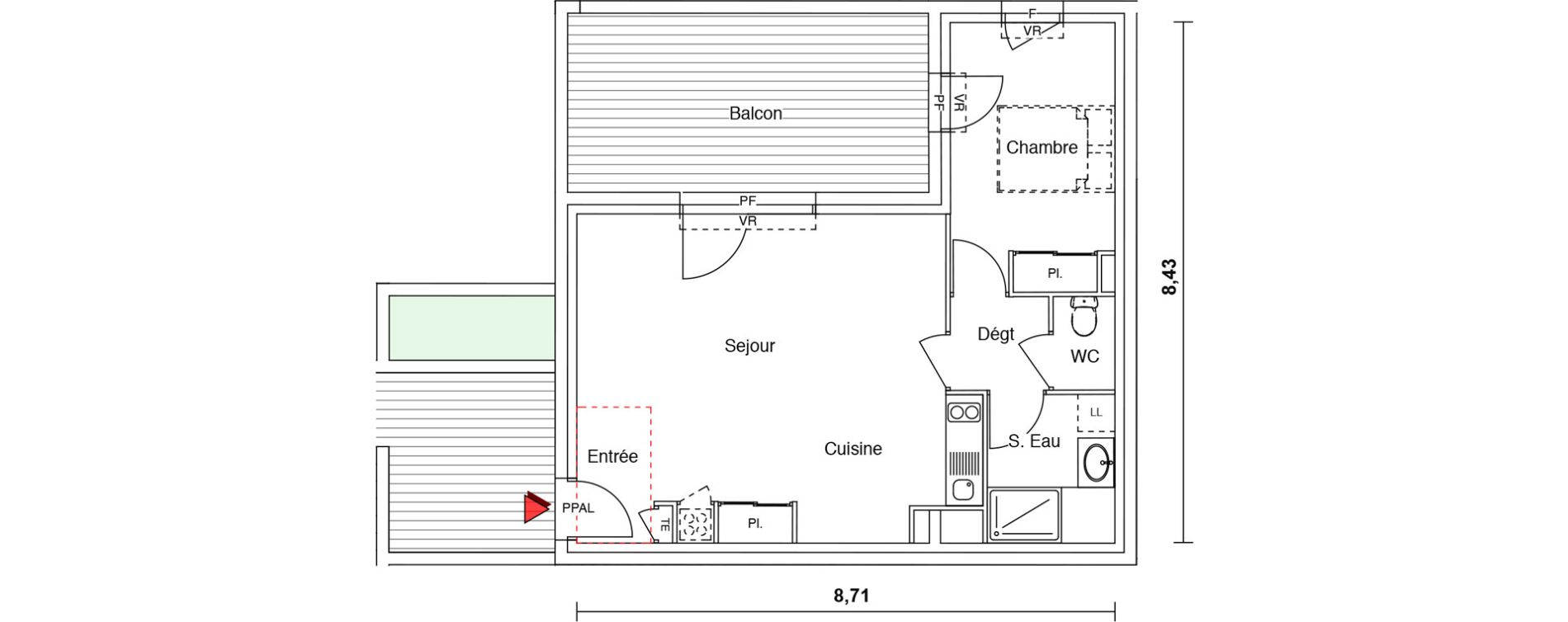 Appartement T2 de 52,72 m2 &agrave; Castelginest Centre