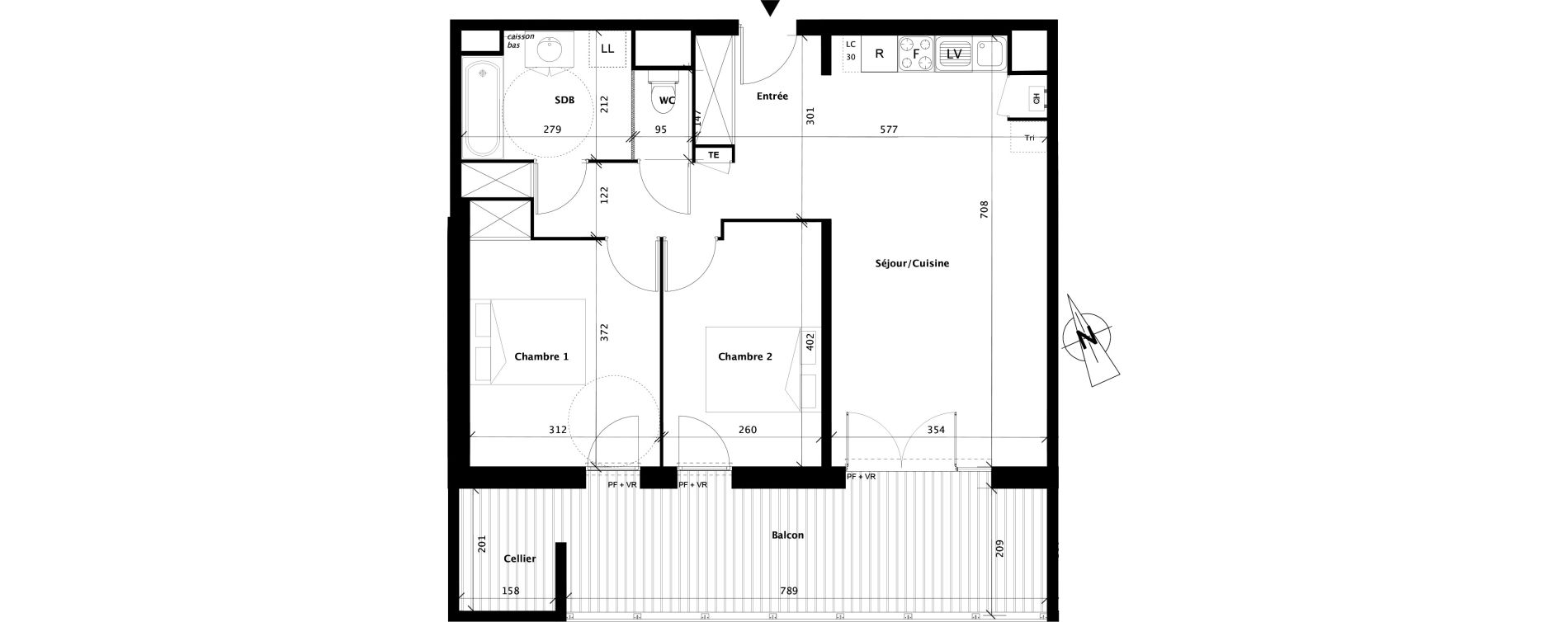 Appartement T3 de 64,49 m2 &agrave; Colomiers Centre